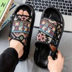 Men's Breathable Slip-On Open-Toe Sandals with Striped Pattern - Comfortable - Image 2