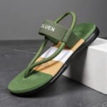 Men's Casual Flip Flops with Bold Letter Print & Striped Design - Durable Fabric Upper - Image 3