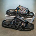 Men'S Stylish Slip-On Sandals - Comfortable Beach Shoes with Vibrant Geometric Pattern - Image 3