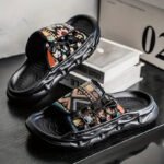 Men's Slip-On Sandals with Colorful Geometric Pattern - Soft EVA Sole - Image 2